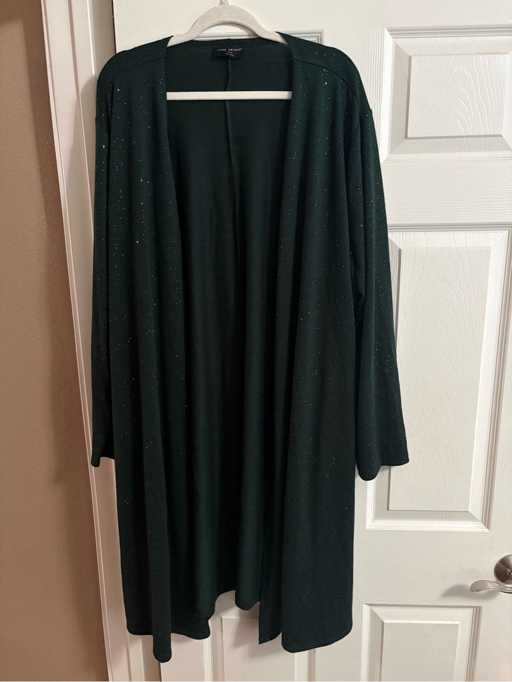 Lane Bryant open front cardigan long line glitter sparkle festive stretch 26/28